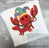 Mardi Gras Crawfish/crayfish/mudbug/crawdaddy sketch machine embroidery design