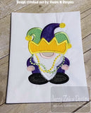 Mardi Gras gnome boy applique machine embroidery design