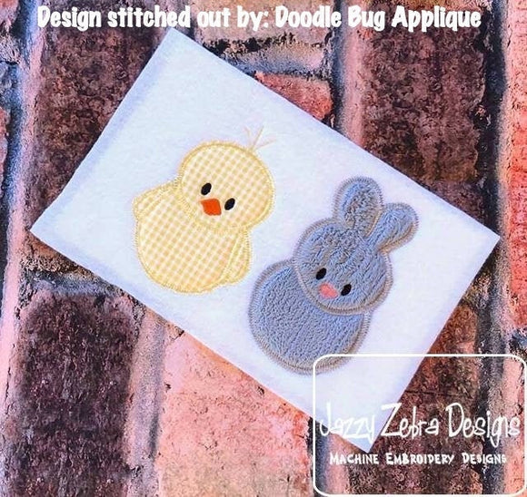 Bunny and chick vintage stitch appliqué machine embroidery design