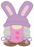 Easter Bunny gnome girl sketch machine embroidery design