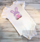 Easter Bunny gnome girl sketch machine embroidery design