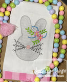 Easter Bunny with flower sketch machine embroidery design