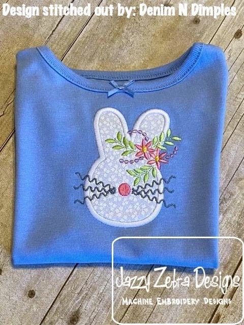 Easter Bunny with flower girl applique machine embroidery design