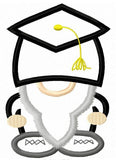 Graduation gnome boy applique machine embroidery design