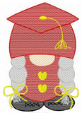 Graduation gnome girl sketch machine embroidery design