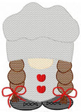 Chef gnome girl sketch machine embroidery design