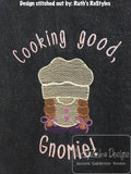 Chef gnome girl sketch machine embroidery design