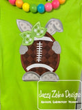 Girl Bunny with football egg applique machine embroidery design