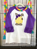 Girl Bunny with tennis ball egg applique machine embroidery design