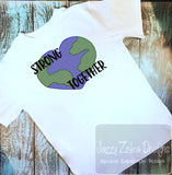Strong together Heart earth machine sketch embroidery design