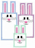 Square Rabbits Vintage stitch applique machine embroidery design