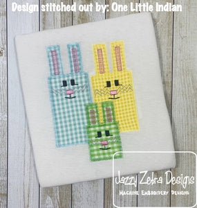 Square Rabbits Vintage stitch applique machine embroidery design