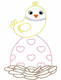 Chick on Egg in nest vintage stitch machine embroidery design