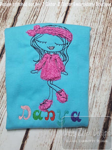 Swirly girl scrappy appliqué machine embroidery design