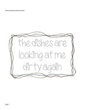 Dishes are looking at me dirty again saying raggedy edge bean stitch shabby applique machine embroidery design