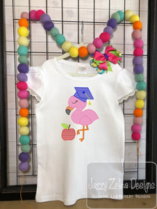 Graduation Flamingo sketch machine embroidery design