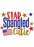 Star spangled cutie saying patriotic machine embroidery design
