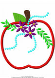Apple with flowers appliqué machine embroidery design