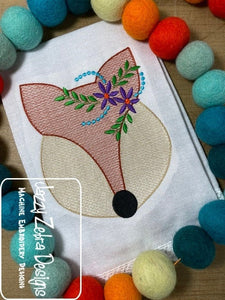 Fox with flowers sketch machine embroidery design