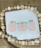 Pumpkin trio scribble machine embroidery design
