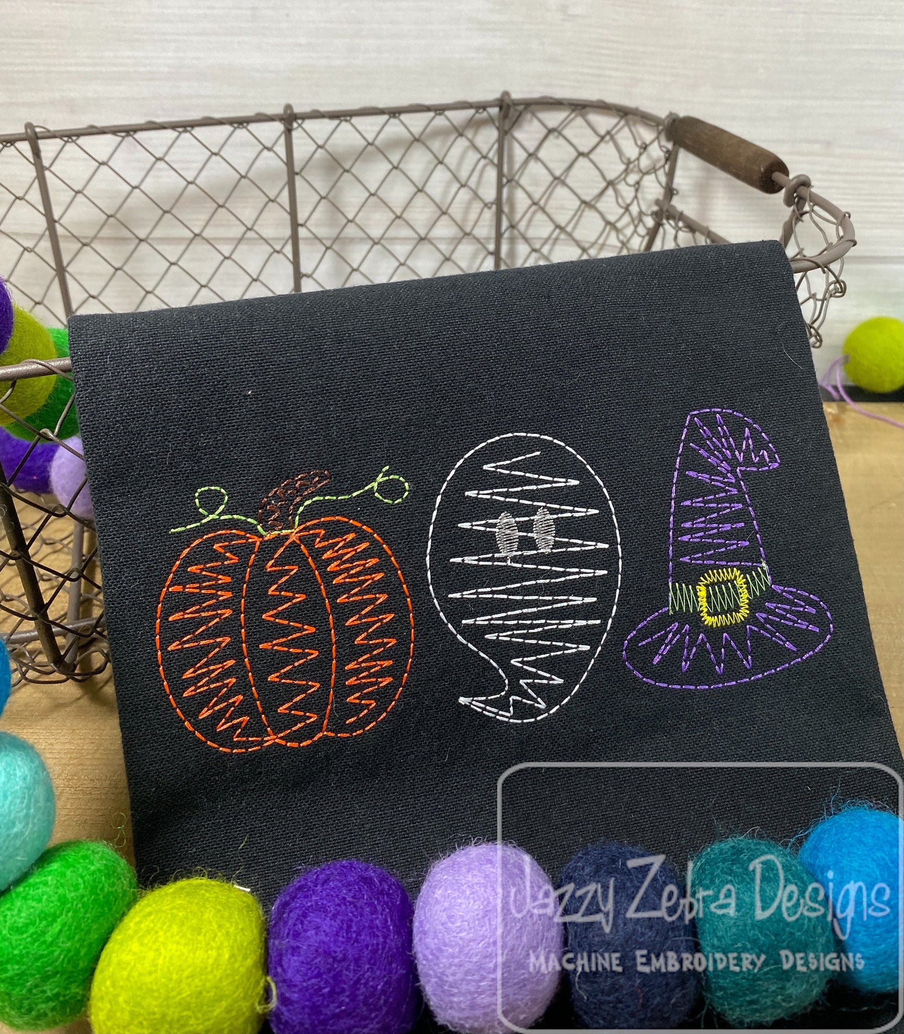Pumpkin Trio Monogram Square Frame Machine Embroidery Design Patch  Halloween Thanksgiving