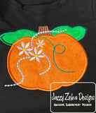 Pumpkin with flowers appliqué machine embroidery design