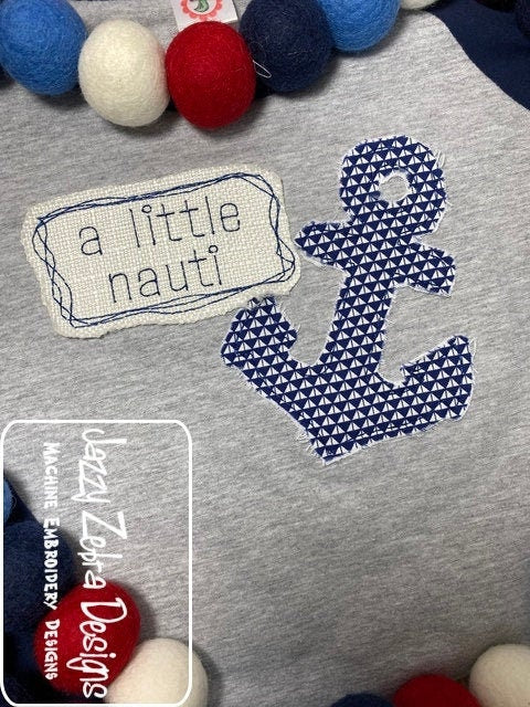 A little nauti shabby chic bean stitch appliqué machine embroidery design