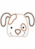 Dog head vintage stitch appliqué machine embroidery design