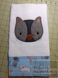 Cat head vintage stitch appliqué machine embroidery design