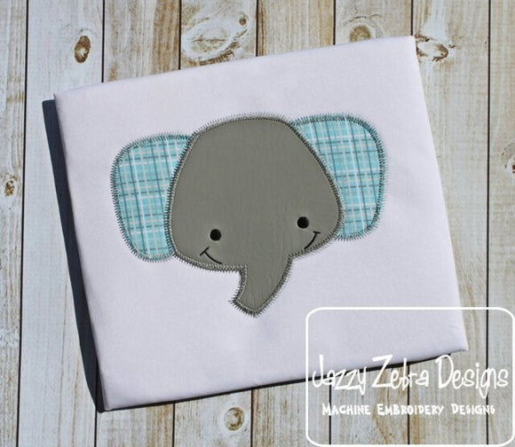Elephant head vintage stitch appliqué machine embroidery design