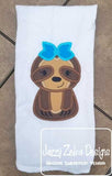 Sloth girl appliqué machine embroidery design