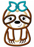 Sloth girl appliqué machine embroidery design