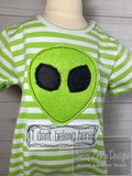 I don't belong here alien shabby chic bean stitch appliqué machine embroidery design