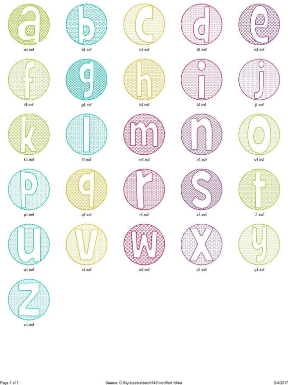 Circle motif filled font machine embroidery design bundle