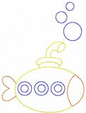 Submarine vintage stitch machine embroidery design