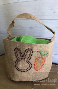 Easter rabbit and carrot candlewick stitch machine embroidery design