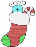 Christmas stocking sketch machine embroidery design