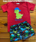 Boy Dinosaur appliqué machine embroidery design