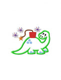 Patriotic Dinosaur with fireworks appliqué machine embroidery design