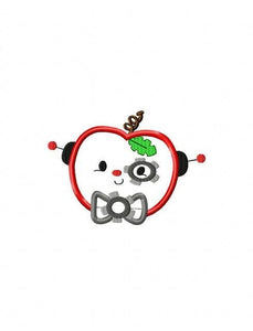 Apple Robot appliqué machine embroidery design