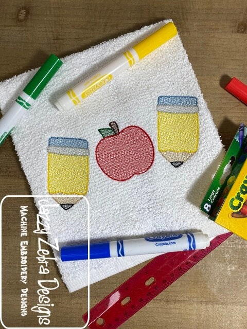 Pencil Apple Pencil sketch machine embroidery design