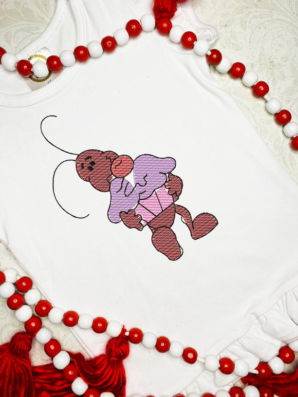 Ant with Cupcake Sketch machine Embroidery Design
