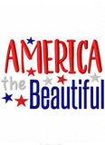 America the beautiful saying patriotic machine embroidery design