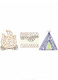 Camping trio fire, s'mores and tent scribble machine embroidery design