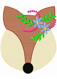Fox with flowers sketch machine embroidery design