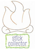 Stick collector saying campsite fire camping shabby chic bean stitch appliqué machine embroidery design