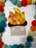 Stick collector saying campsite fire camping shabby chic bean stitch appliqué machine embroidery design