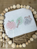 Fall trio apple, leaf and acorn scribble machine embroidery design