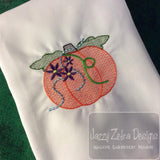 Pumpkin with flowers sketch machine embroidery design