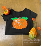 Pumpkin with flowers appliqué machine embroidery design